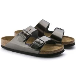 Birkenstock Arizona Soft Footbed Leather Metallic Anthracite -Birkenstock Shop 1000295 pair