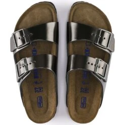Birkenstock Arizona Soft Footbed Leather Metallic Anthracite -Birkenstock Shop 1000295 top
