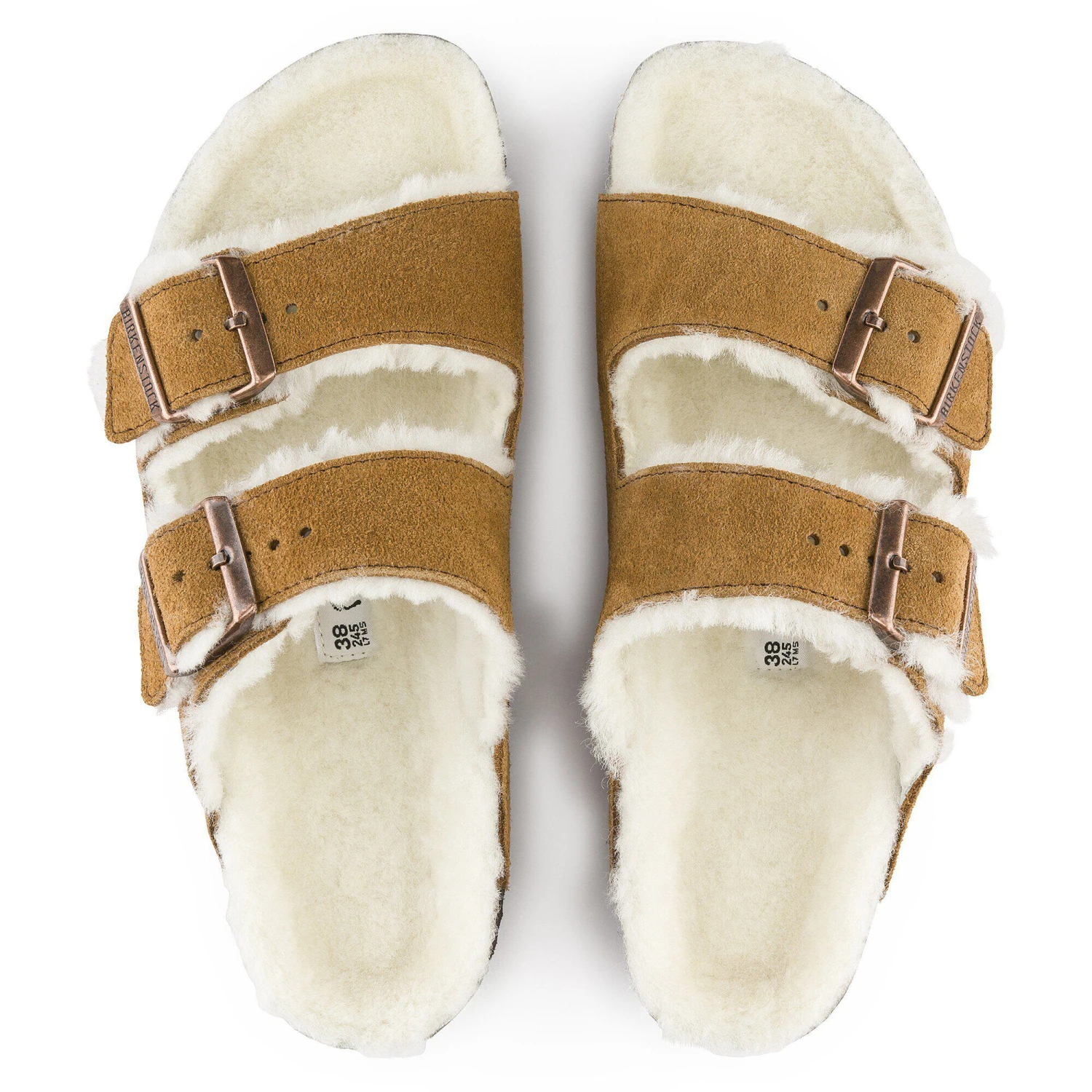 Birkenstock Arizona Shearling Suede Leather Mink 2 Birkenstock Arizona Shearling Suede Leather Mink - Image 2