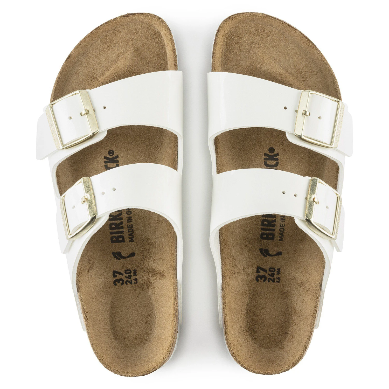 Birkenstock Arizona Birko-Flor Patent Patent White 2 Birkenstock Arizona Birko-Flor Patent Patent White - Image 2