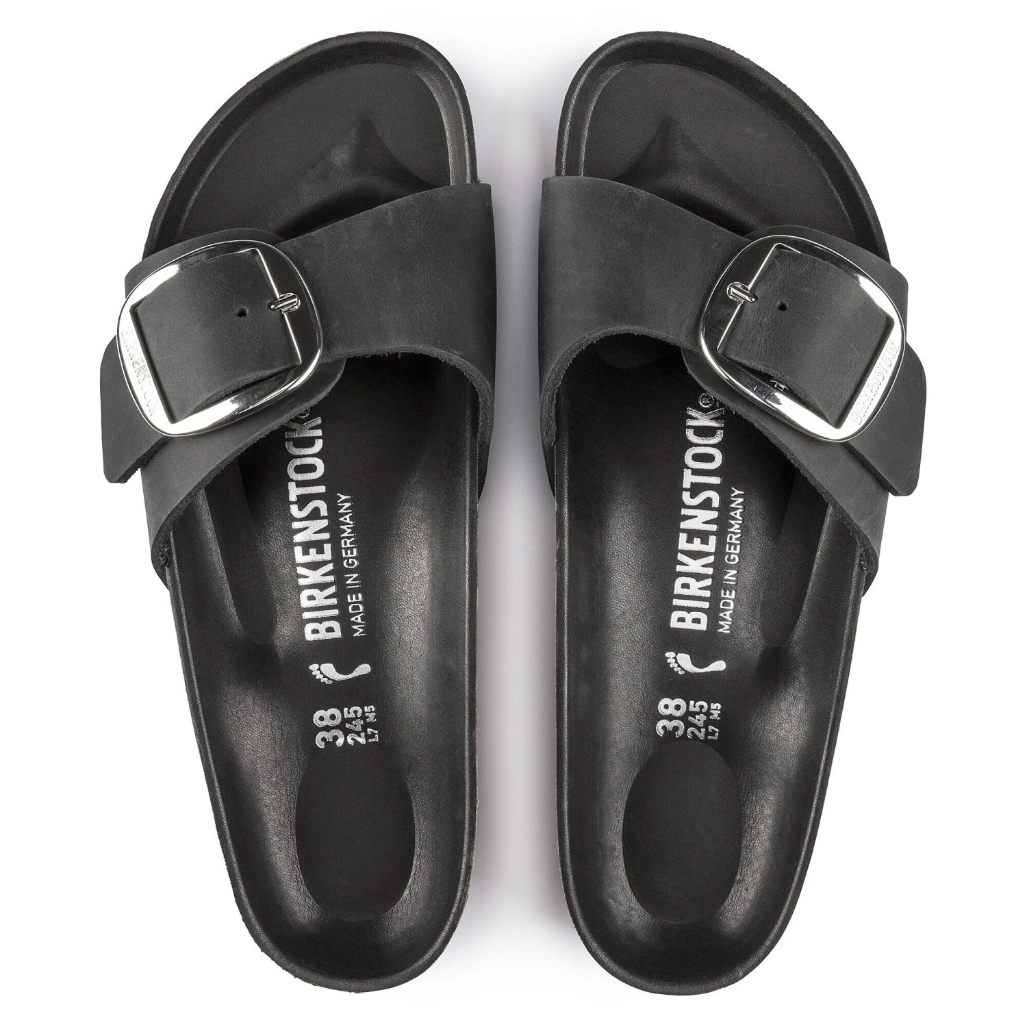 Birkenstock Madrid Big Buckle Oiled Leather Black 2 Birkenstock Madrid Big Buckle Oiled Leather Black - Image 2