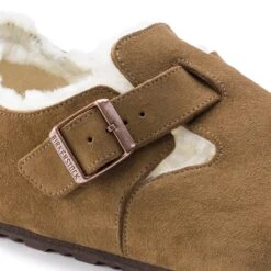 Birkenstock London Shearling Suede Leather Dark Tea -Birkenstock Shop 1014963 detail 1