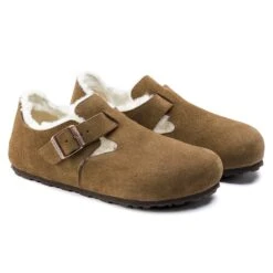 Birkenstock London Shearling Suede Leather Dark Tea -Birkenstock Shop 1014963 pair