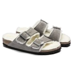 Birkenstock Arizona Shearling Suede Leather Stone Coin 12 Birkenstock Arizona Shearling Suede Leather Stone Coin -Birkenstock Shop 1017403 pair