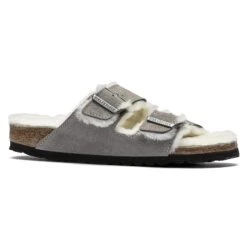 Birkenstock Arizona Shearling Suede Leather Stone Coin 9 Birkenstock Arizona Shearling Suede Leather Stone Coin -Birkenstock Shop 1017403 side