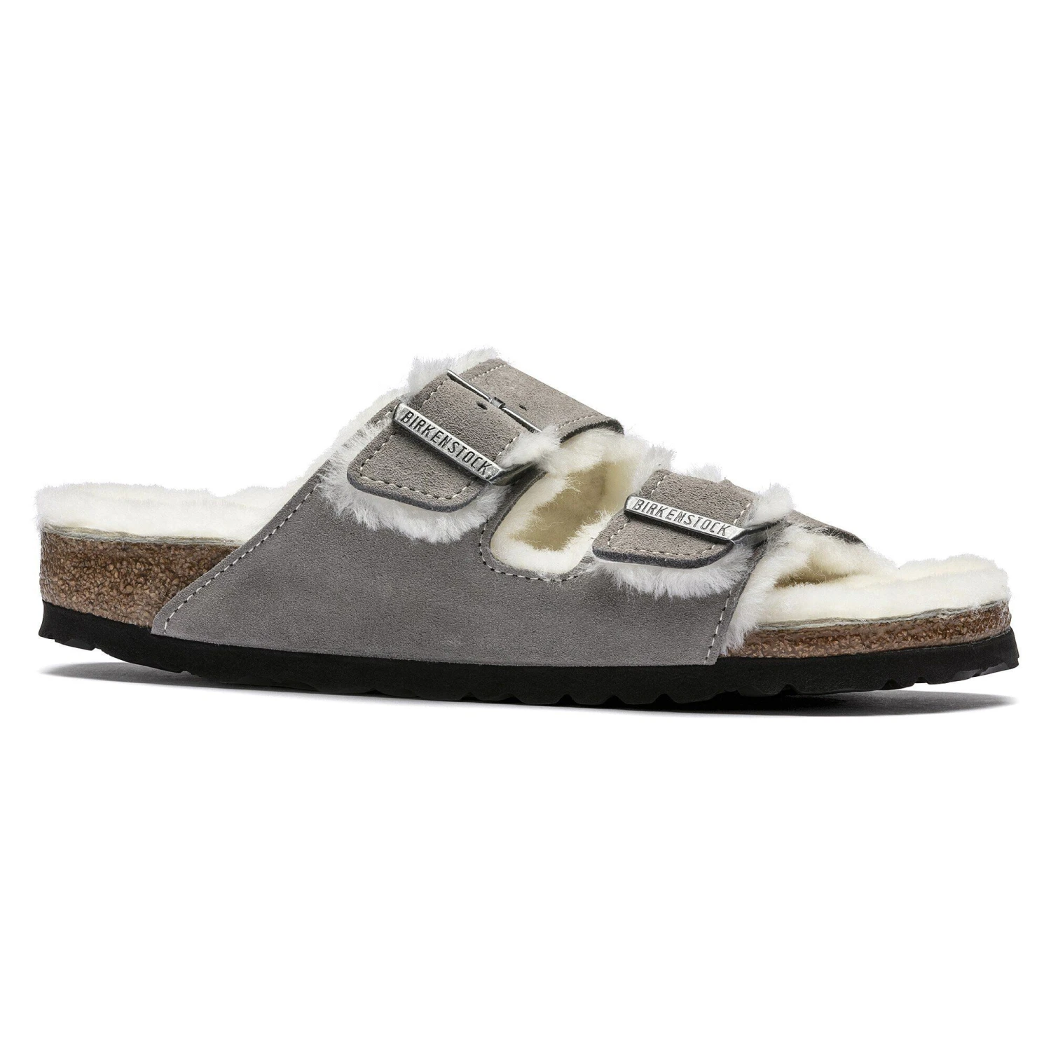 Birkenstock Arizona Shearling Suede Leather Stone Coin 3 Birkenstock Arizona Shearling Suede Leather Stone Coin - Image 3