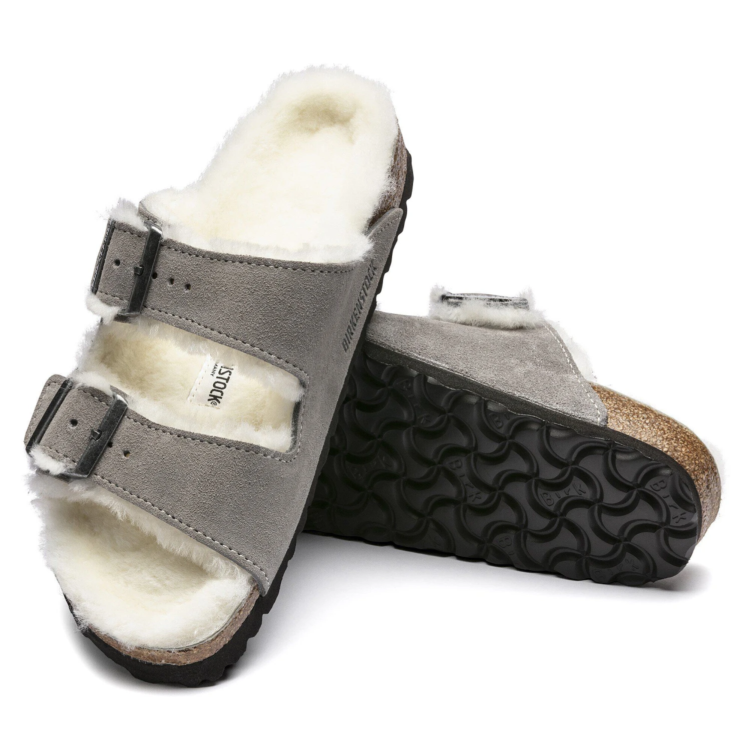 Birkenstock Arizona Shearling Suede Leather Stone Coin 7 Birkenstock Arizona Shearling Suede Leather Stone Coin - Image 7