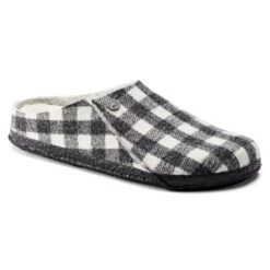 Birkenstock Zermatt Shearling Wool Felt Plaid White