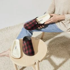 Birkenstock Zermatt Shearling Wool Felt Plaid Red -Birkenstock Shop 1017544 detail 8