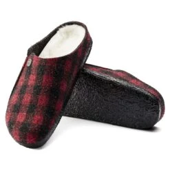 Birkenstock Zermatt Shearling Wool Felt Plaid Red -Birkenstock Shop 1017544 sole