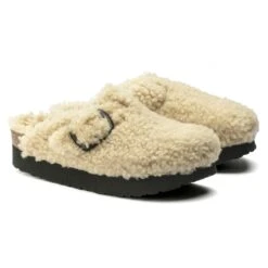 Boston Big Buckle Flex Platform Shearling Teddy Eggshell -Birkenstock Shop 1017677 pair