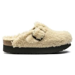 Boston Big Buckle Flex Platform Shearling Teddy Eggshell -Birkenstock Shop 1017677 side