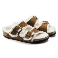 Birkenstock Arizona Shearling Kids Suede Leather Mink -Birkenstock Shop 1017792 pair