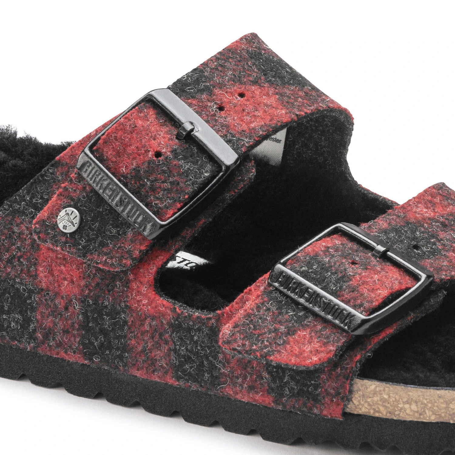 Birkenstock Arizona Shearling Wool Plaid Red 4 Birkenstock Arizona Shearling Wool Plaid Red - Image 4