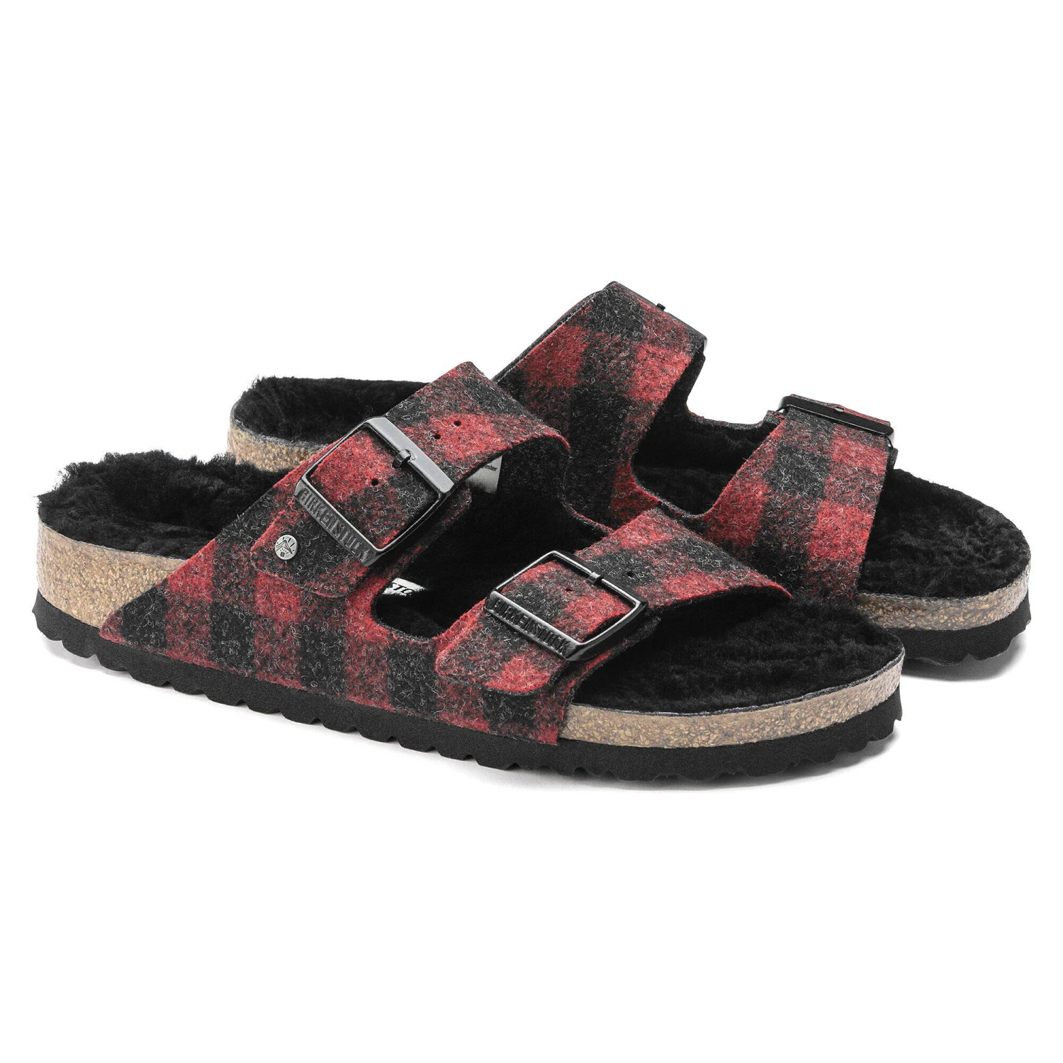 Birkenstock Arizona Shearling Wool Plaid Red 5 Birkenstock Arizona Shearling Wool Plaid Red - Image 5