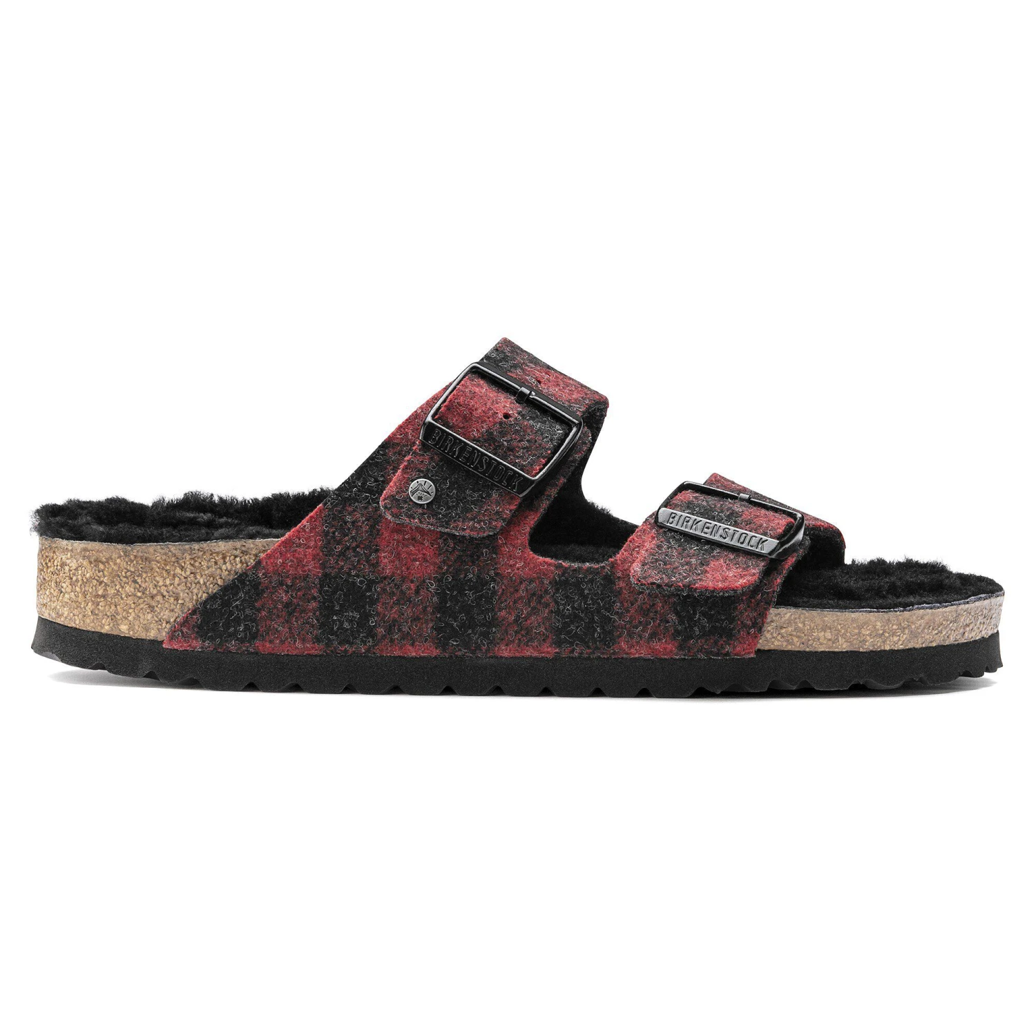Birkenstock Arizona Shearling Wool Plaid Red 3 Birkenstock Arizona Shearling Wool Plaid Red - Image 3