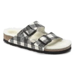 Birkenstock Arizona Shearling Wool Plaid White