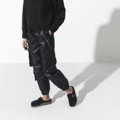 Birkenstock Buckley Shearling Suede Leather Black -Birkenstock Shop 1018126 f look f