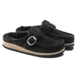 Birkenstock Buckley Shearling Suede Leather Black -Birkenstock Shop 1018126 pair