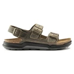 Birkenstock Milano Crosstown Men Oiled Leather Faded Khaki -Birkenstock Shop 1018427 side