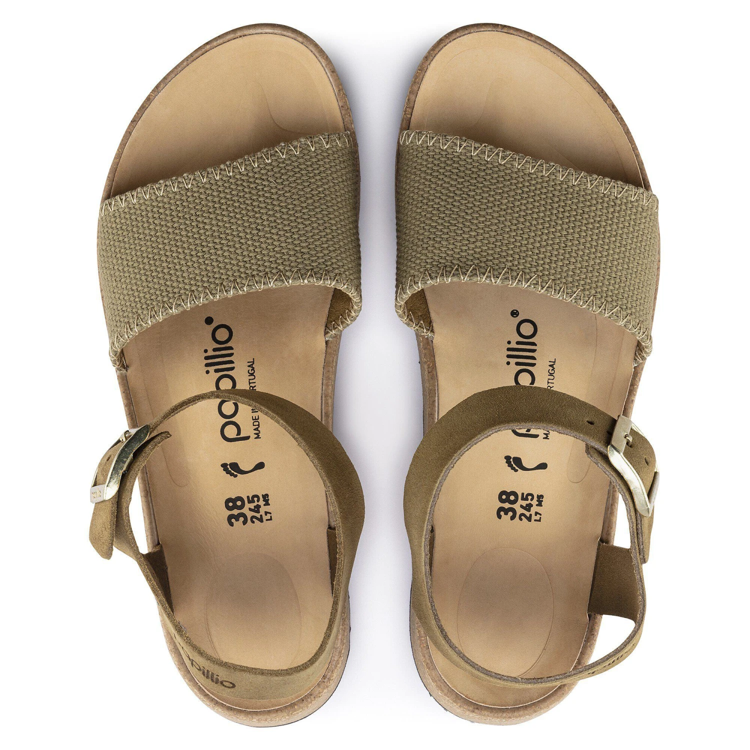 Glenda Suede Leather-Textile Faded Khaki 2 Glenda Suede Leather-Textile Faded Khaki - Image 2