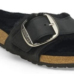 Birkenstock Madrid Big Buckle Shearling Oiled Leather Black -Birkenstock Shop 1020088 detail 1