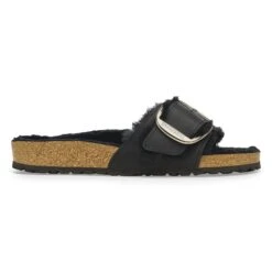 Birkenstock Madrid Big Buckle Shearling Oiled Leather Black -Birkenstock Shop 1020088 side