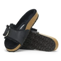 Birkenstock Madrid Big Buckle Shearling Oiled Leather Black -Birkenstock Shop 1020088 sole