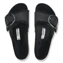 Birkenstock Madrid Big Buckle Shearling Oiled Leather Black -Birkenstock Shop 1020088 top
