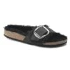 Birkenstock Madrid Big Buckle Shearling Oiled Leather Black