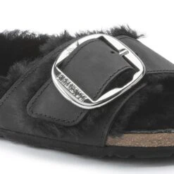 Birkenstock Madrid Big Buckle Shearling Oiled Leather Black -Birkenstock Shop 1020136 detail 1