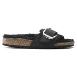 Birkenstock Madrid Big Buckle Shearling Oiled Leather Black -Birkenstock Shop 1020136 side