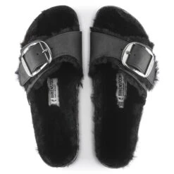 Birkenstock Madrid Big Buckle Shearling Oiled Leather Black -Birkenstock Shop 1020136 top