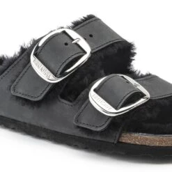 Birkenstock Arizona Big Buckle Shearling Oiled Leather Black -Birkenstock Shop 1020138 detail 1