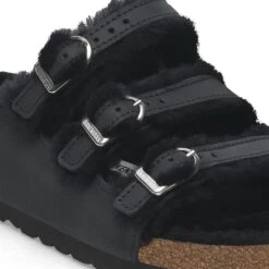 Birkenstock Florida Shearling Oiled Leather Black -Birkenstock Shop 1020357 detail 1