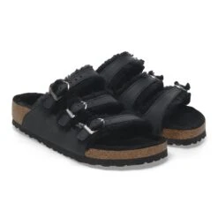 Birkenstock Florida Shearling Oiled Leather Black -Birkenstock Shop 1020357 pair