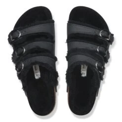 Birkenstock Florida Shearling Oiled Leather Black -Birkenstock Shop 1020357 top