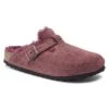 Birkenstock Boston Shearling Suede Leather Maroon