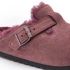 Birkenstock Boston Shearling Suede Leather Maroon -Birkenstock Shop 1020510 detail 1