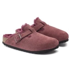 Birkenstock Boston Shearling Suede Leather Maroon -Birkenstock Shop 1020510 pair