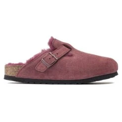 Birkenstock Boston Shearling Suede Leather Maroon -Birkenstock Shop 1020510 side