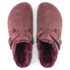 Birkenstock Boston Shearling Suede Leather Maroon -Birkenstock Shop 1020510 top
