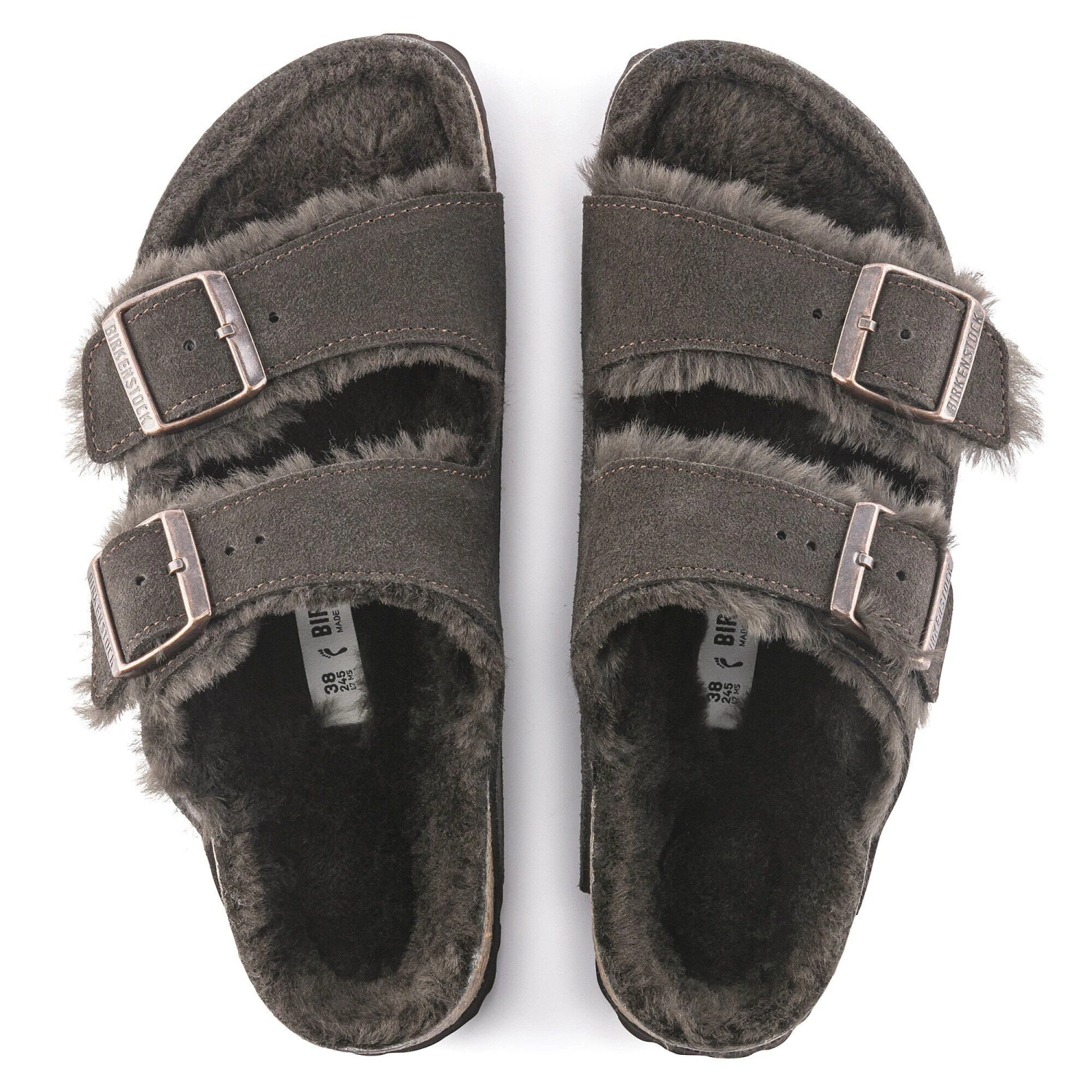 Birkenstock Arizona Shearling Suede Leather Mocha 2 Birkenstock Arizona Shearling Suede Leather Mocha - Image 2
