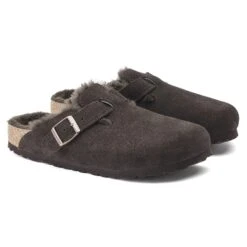 Birkenstock Boston Shearling Suede Leather Mocha -Birkenstock Shop 1020529 pair