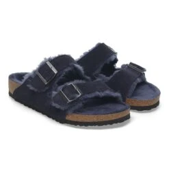 Birkenstock Arizona Shearling Suede Leather Midnight Blue -Birkenstock Shop 1020592 pair