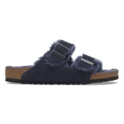 Birkenstock Arizona Shearling Suede Leather Midnight Blue -Birkenstock Shop 1020592 side