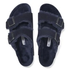 Birkenstock Arizona Shearling Suede Leather Midnight Blue -Birkenstock Shop 1020592 top