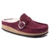 Birkenstock Buckley Shearling Suede Leather Maroon