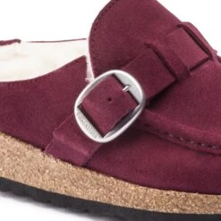Birkenstock Buckley Shearling Suede Leather Maroon -Birkenstock Shop 1020657 detail 1