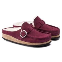Birkenstock Buckley Shearling Suede Leather Maroon -Birkenstock Shop 1020657 pair